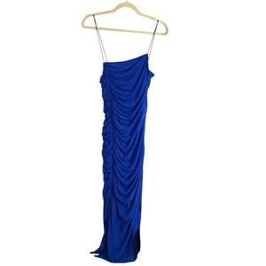 Shein Bae Formal Maxi Royal Blue Dress with split Size L NEW Prom